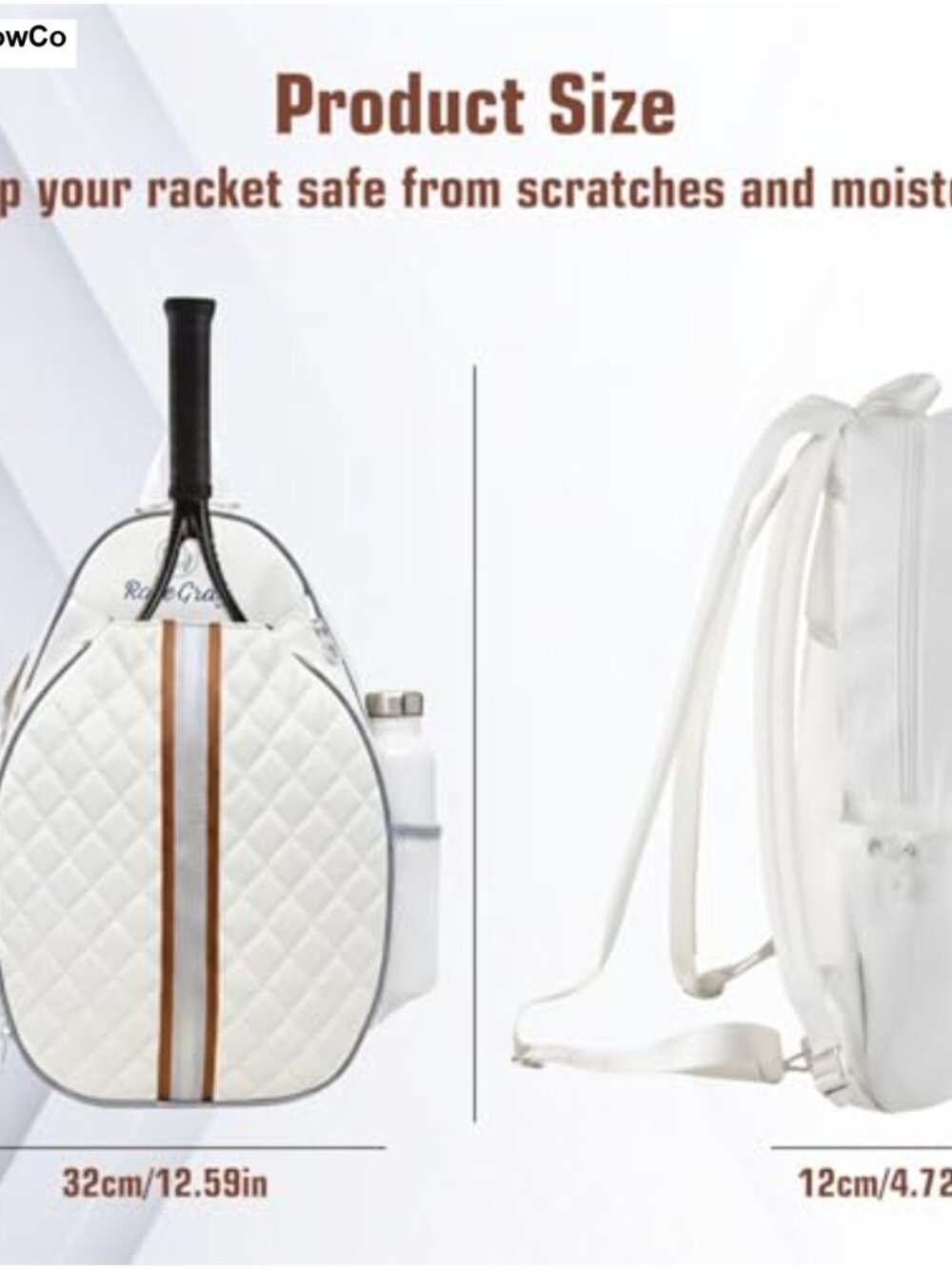 Tennis Racket Bag – Large Capacity Water-Resistant Polyester Sports Bag for - Picture 6 of 6